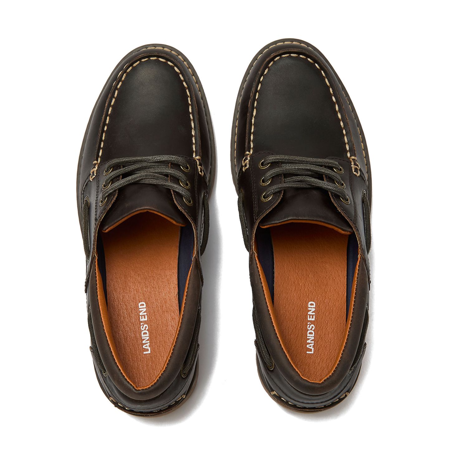 Обувь Lands' End Women's Seaport Leather Lace Up Boat Shoes, цвет: Тёмно-коричневый — фото 2