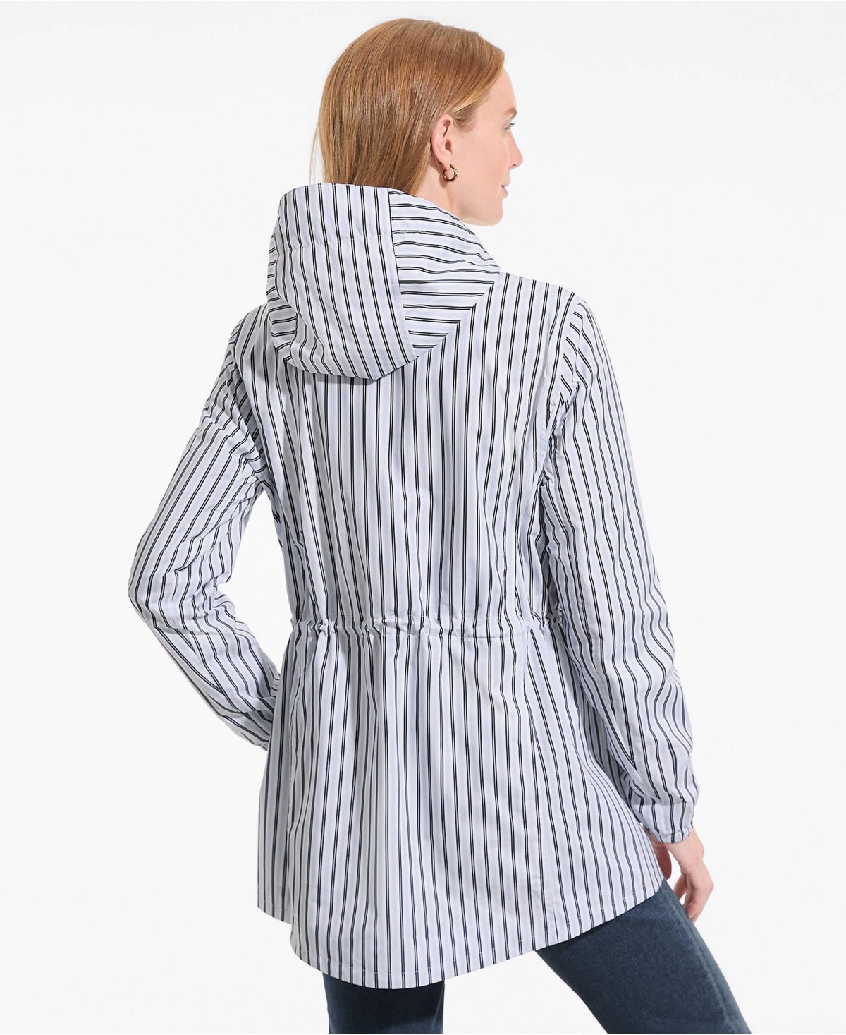 Lands' End Women's Print Waterproof Hooded Packable Raincoat