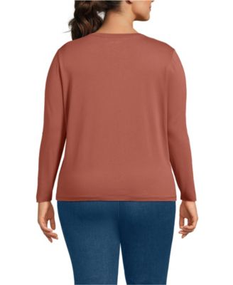 Plus Size Supima Cotton Long Sleeve V-Neck T-Shirt