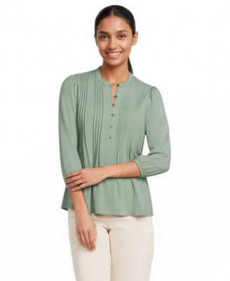 Women's Lightweight Jersey Button Pintuck Top