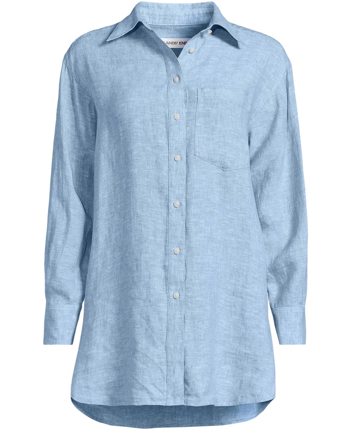 Lands' End Women's Linen Oversized Button Front Shirt