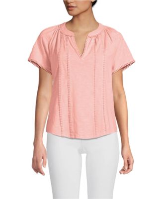 Women's Slub Short Sleeve Notch Neck Top