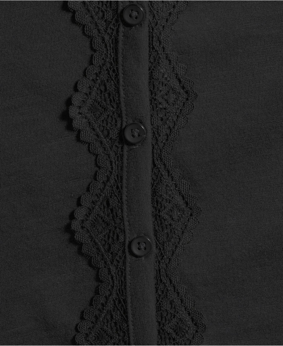 Lands' End Plus 3/4 Sleeve Slub V-neck Lace Trim Top