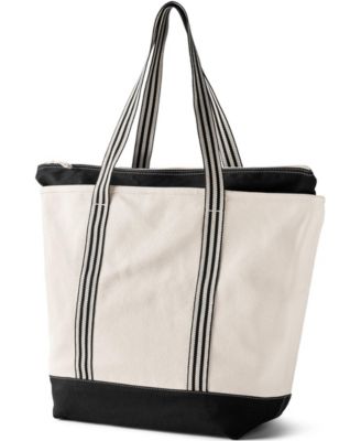 Large 5 Pocket Zip Top Long Handle Canvas Tote Bag