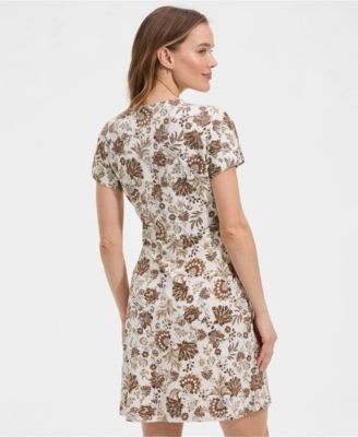 Women's Cotton Modal V Neck Mini Wrap Dess