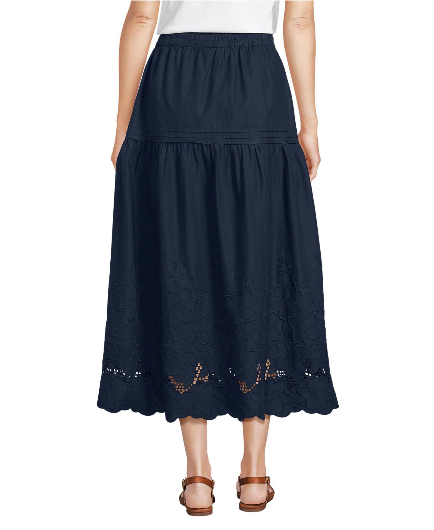 Женская юбка Lands' End Voile Eyelet Maxi, цвет: Тёмно-синий — фото 2