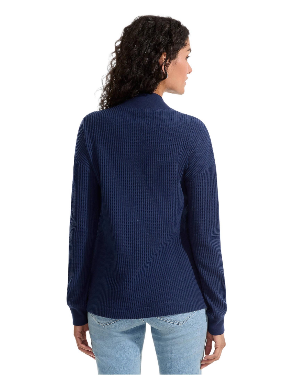 Lands' End Women's Long Sleeve Waffle Shawl Collar Henley