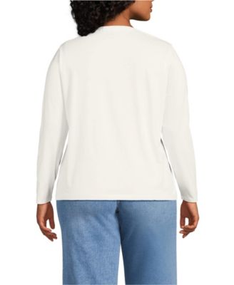 Plus Size Supima Cotton Long Sleeve V-Neck T-Shirt