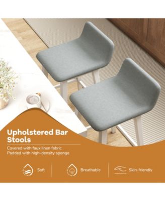 24'' Upholstered Barstools w/ Low Back Footrest and Wood Legs for Kitchen Island