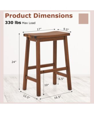 Saddle-Seat Counter Height Stools Set of 4 Backless Barstools w/ Curved Seat