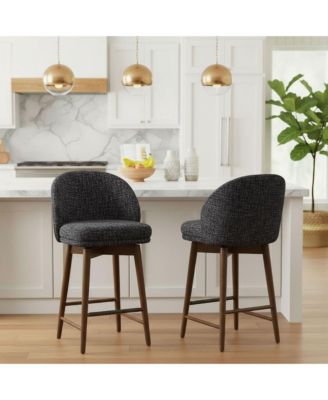 25.5" Swivel Counter Height Stools with Solid Wood Legs Set of 2