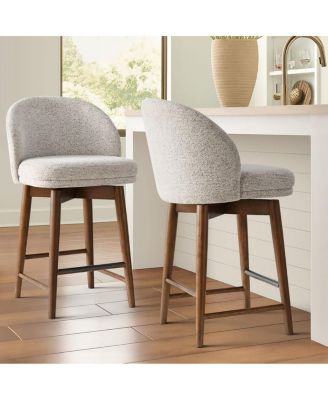 25.5" Swivel Counter Height Stools with Solid Wood Legs Set of 2
