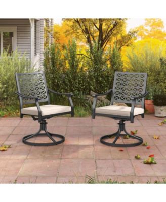 2 Pieces Outdoor Swivel Chairs Patio Dining Chairs with Padded Cushions
