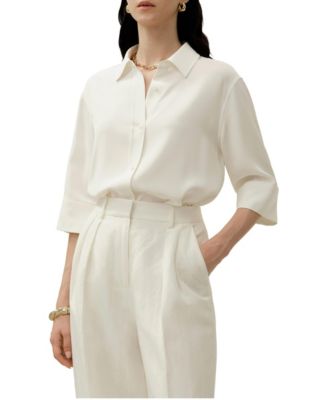 Women's Heavy Silk Crepe Relaxed Half-Sleeve Shirt