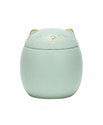 Ceramic Jar Embossed Cat Small Candy Dish Sugar Bowl Storage Canister Airtight Seal Lid