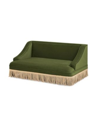 Zeus and Ruta Princess Style Pet Bed Sofa Medium Size With Fringe Skirt Performance Velvet