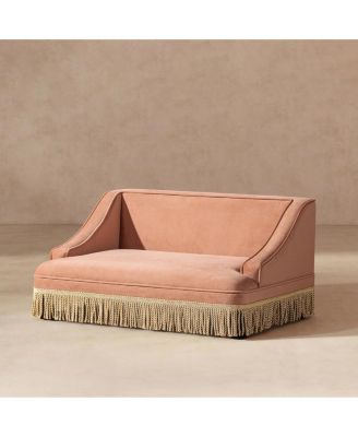 Zeus and Ruta Princess Style Pet Bed Sofa Medium Size With Fringe Skirt Performance Velvet