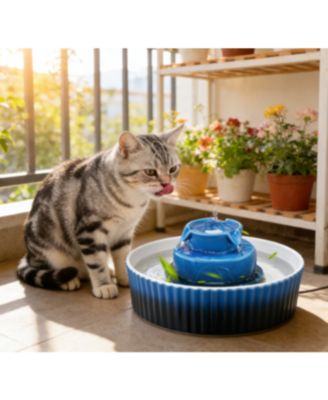 Zeus and Ruta Ceramic Cat Water Fountain 2.1L Cupcake Pet Drinking Fountain For Cats and Dogs