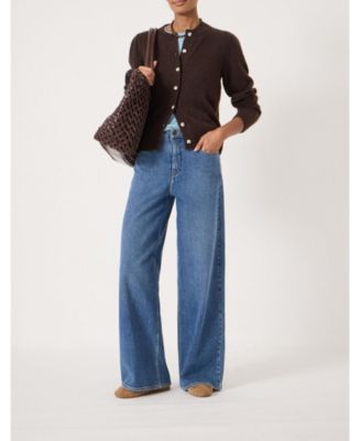 Women's Wool Blend Gathered Shoulder Cardigan