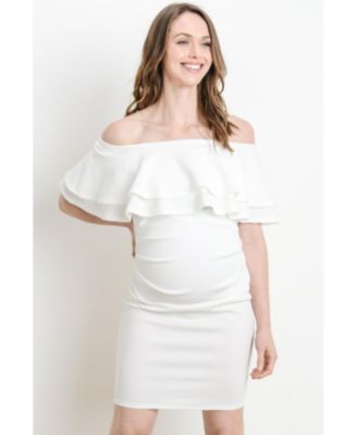 Maternity Off-the-Shoulder Bodycon Ruched Mini Dress