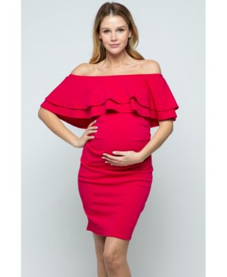Maternity Off-the-Shoulder Bodycon Ruched Mini Dress