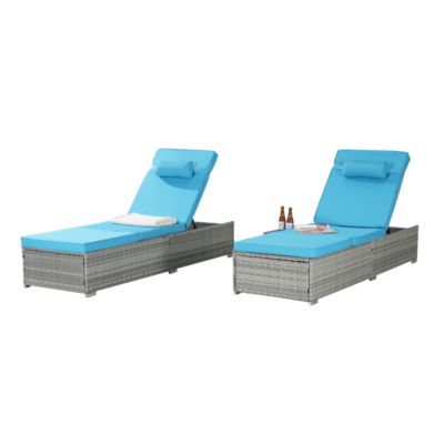 Gray Rattan Outdoor Sofa and Deck Chair