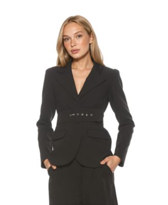 Women's Galen Fitted Wide Shoulder Long Jacket