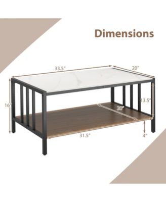 White Coffee Table 2 Tier Sintered Stone Tabletop