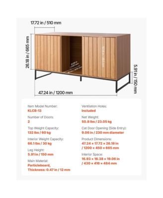 47.2" Hidden Cat Litter Box Enclosure Furniture with Scratch Pad and Storage, Waterproof End Table, Fits Most Litter Boxes