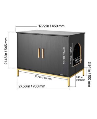 27.6" Hidden Cat Litter Box Enclosure Furniture with Metal Legs and Handle, Modern End Table, Fits Most Litter Boxes