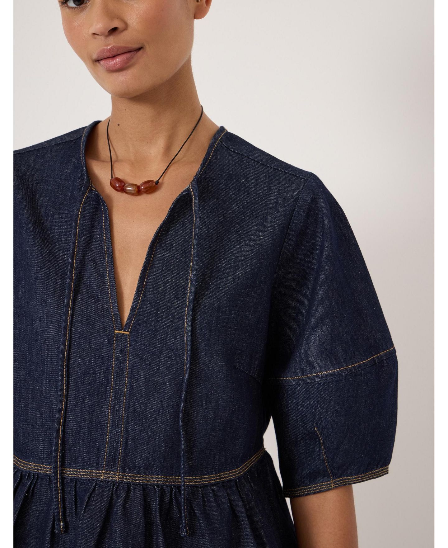 Женский топ Hush Betty Barrel Sleeve Denim, цвет: Варёный — фото 6