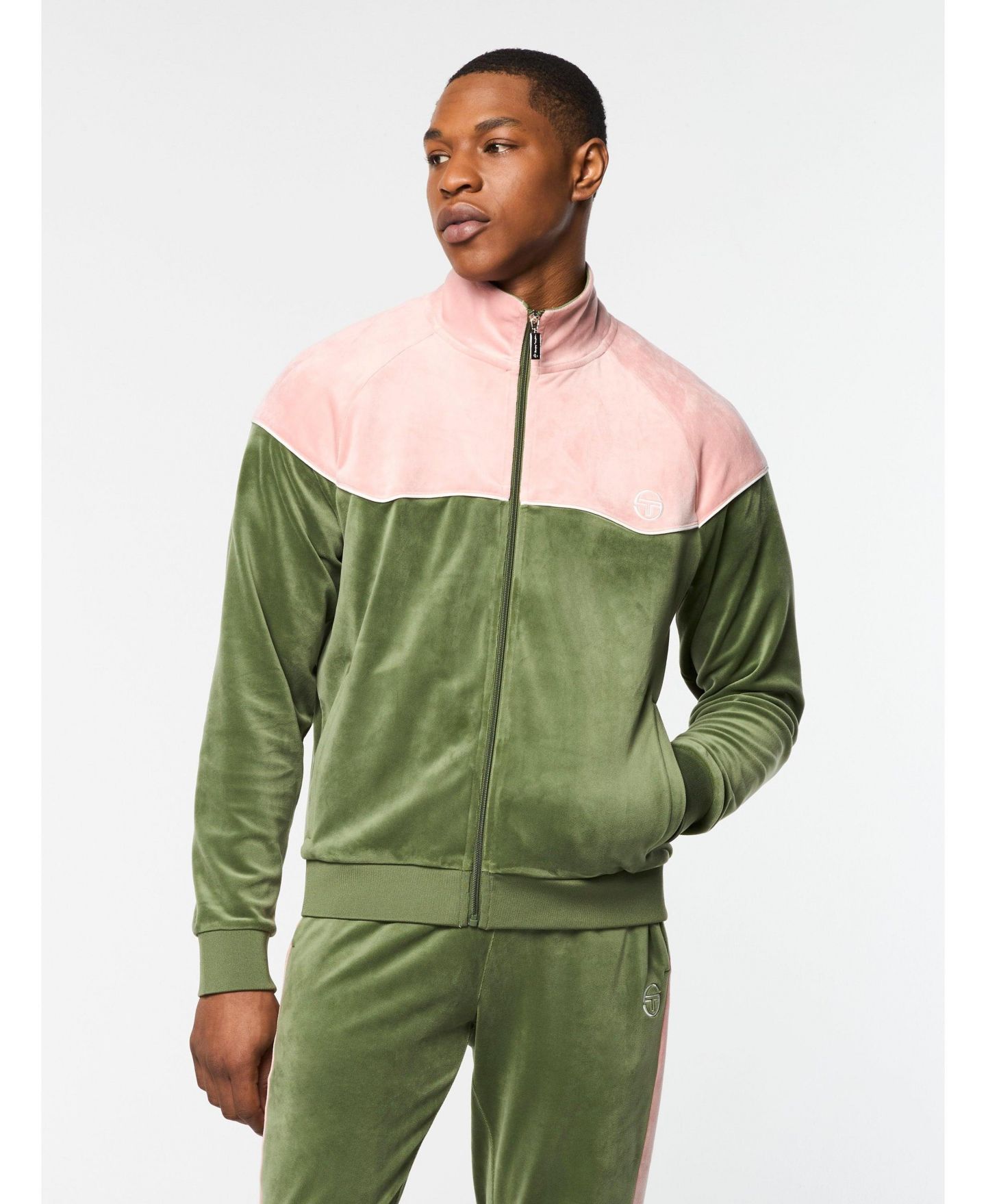 Мужская куртка Sergio Tacchini Cielo Velour Track, цвет: Бронзовый зелёный — фото 1