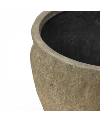  Dia Concrete Large Round Planter Pot, Rustic Textured Pot with Drainage Hole, Indoor Outdoor Plant Pot for Home Garden Patio