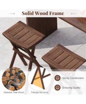 Bar Stools Set of 4 30'' Folding Bar Height Stools w/ Saddle Seat and Footrest