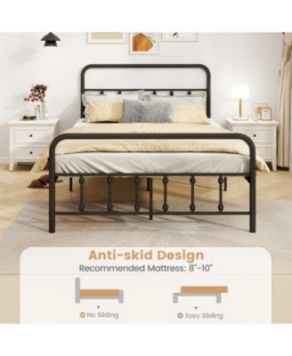 Full Metal Platform Bed Frame with Storage Drawers and Headboard