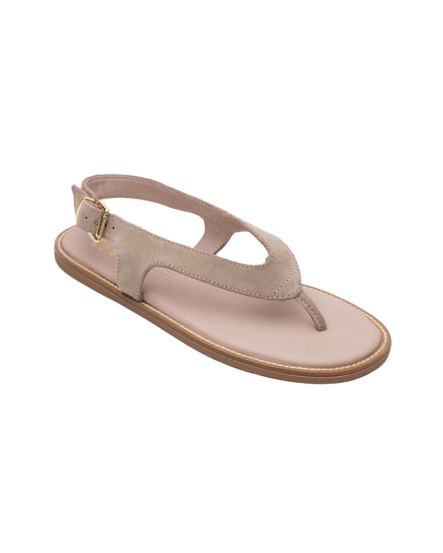 Женские сандалии Forever & Always Shoes Belinda Leather Thong, цвет: Бежевый замшевый кожаный — фото 1