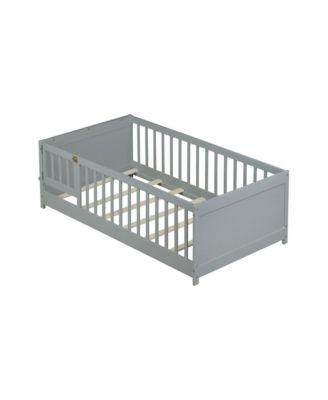 Twin Size Floor Bed with Built-in Book Rack and Door