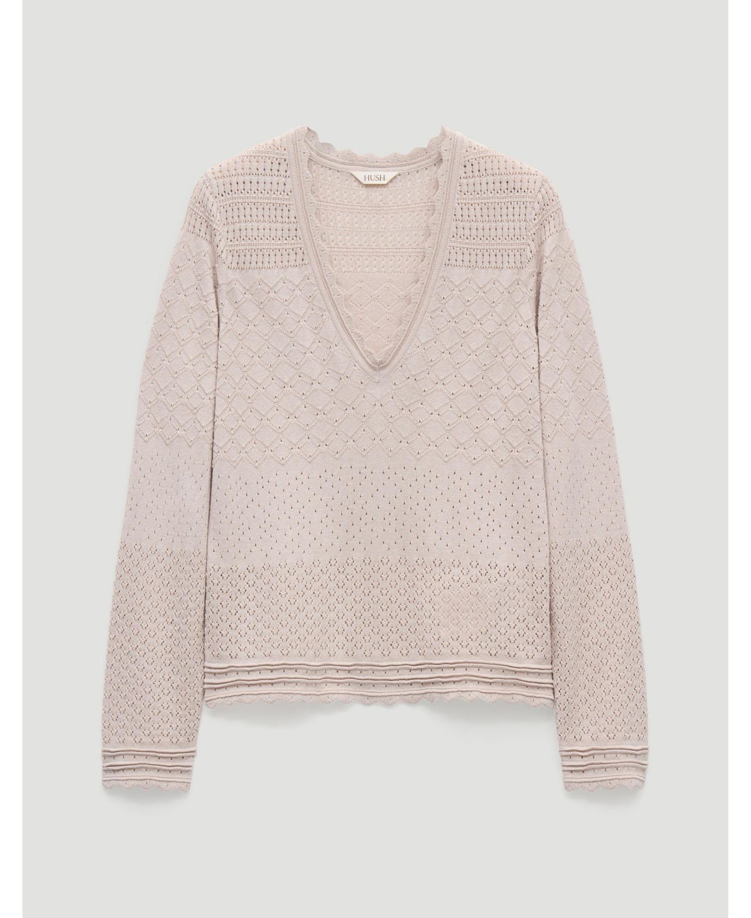 Women's Pointelle Cotton V-Neck Sweater