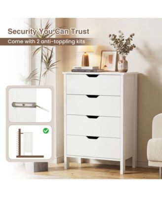 4-Drawer Dresser Nightstand w/Handles Anti-Tipping KitsandDeep Drawers for Bedroom