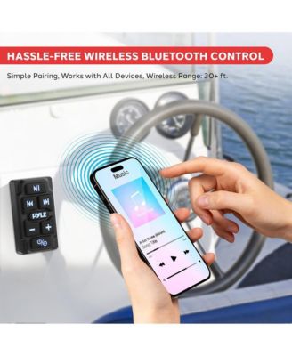 4-Ch. Waterproof Rated Marine Amplifier Kit with Wireless BT Control and RCA Input (PLUTVRKBT200X4) - 600 Watt MAX