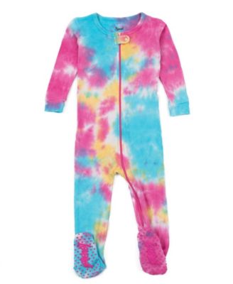 Baby Matching Family One Piece Footed Cotton Long Sleeve Tie Dye Pajamas.