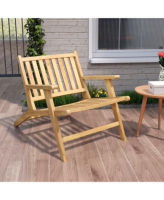 Teak Wood Outdoor Reclining Chair with Armrests
