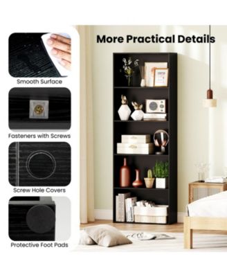 5-Tier Freestanding Storage Bookcase with Anti-Tipping Kits