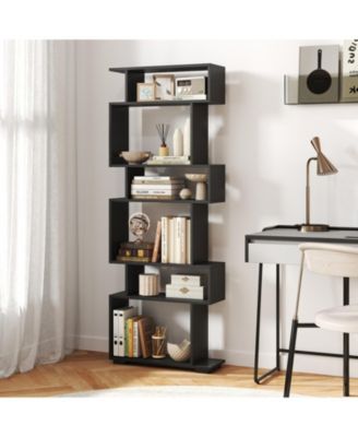 6-Tier Geometric Bookshelf with Anti-Tipping Kits