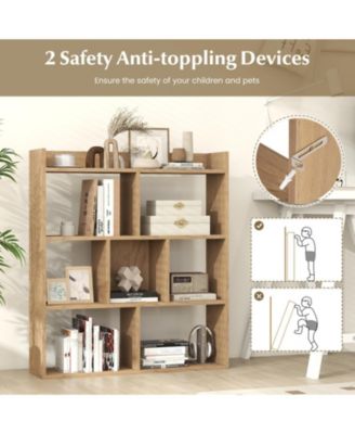 7-Cube Open-Back Bookshelf with Anti-Toppling Devices