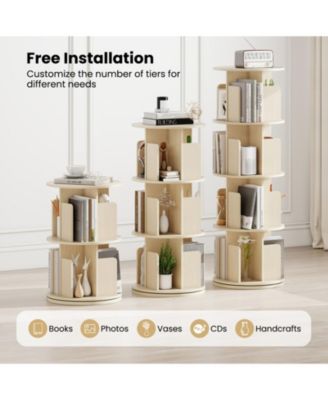 4-Tier Rotating Bookshelf with 360-Degree Swivel Base