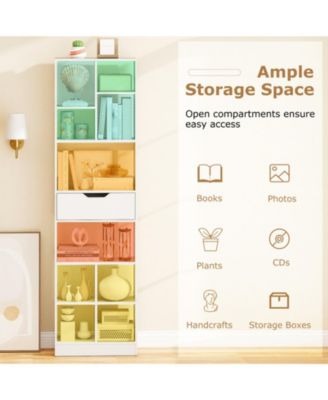 71-Inch Tall 10-Cube Bookcase with Drawer