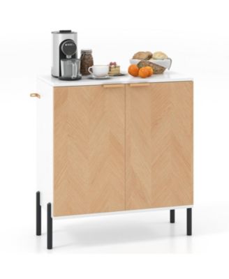 2-Door Buffet Cabinet Sideboard with Shelf and Metal Legs