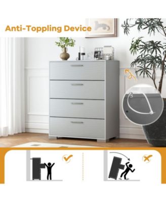 4-Drawer Storage Cabinet with Metal Legs and Anti-Toppling Devices