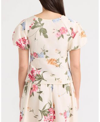 Women's Poplin Top with Balloon Sleeve